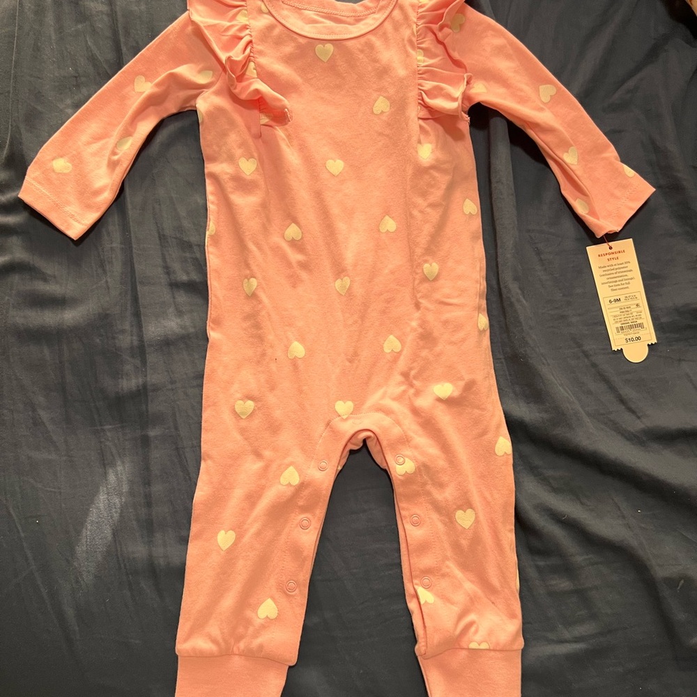 Car and Jack Pink Heart Kids One Piece 6-9m